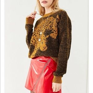 NWT UO Leopard Crew Neck  Relaxed Fit Sweater